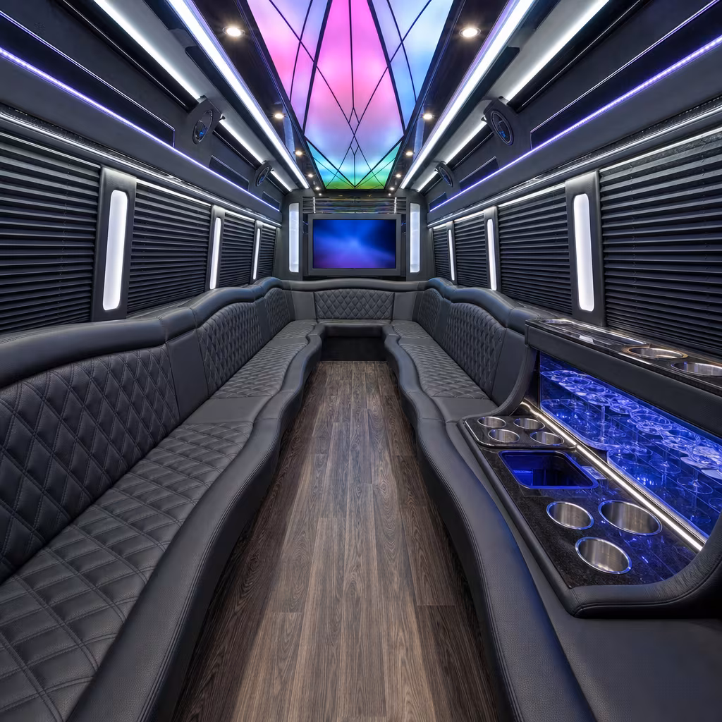 15 Passenger Party Bus Interior
