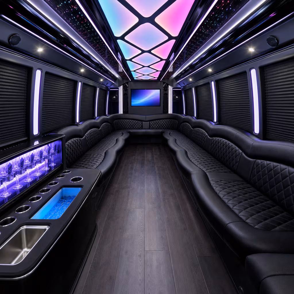 15 Passenger Party Bus Interior