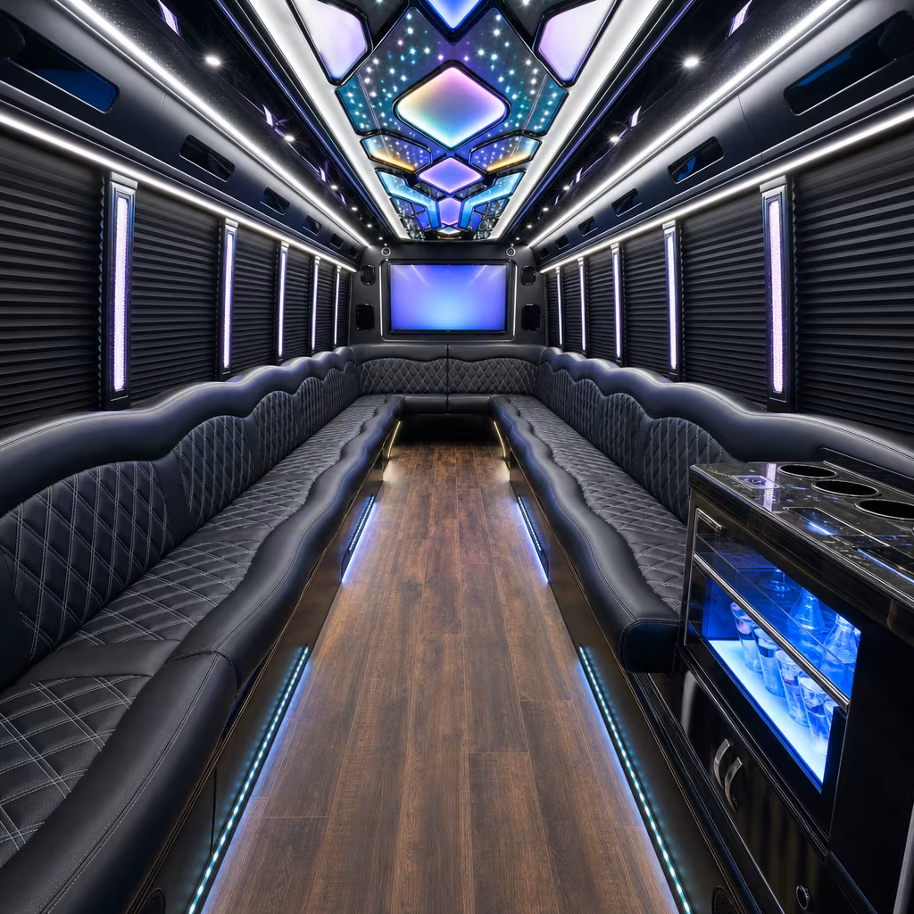 18 Passenger Party Bus Interior