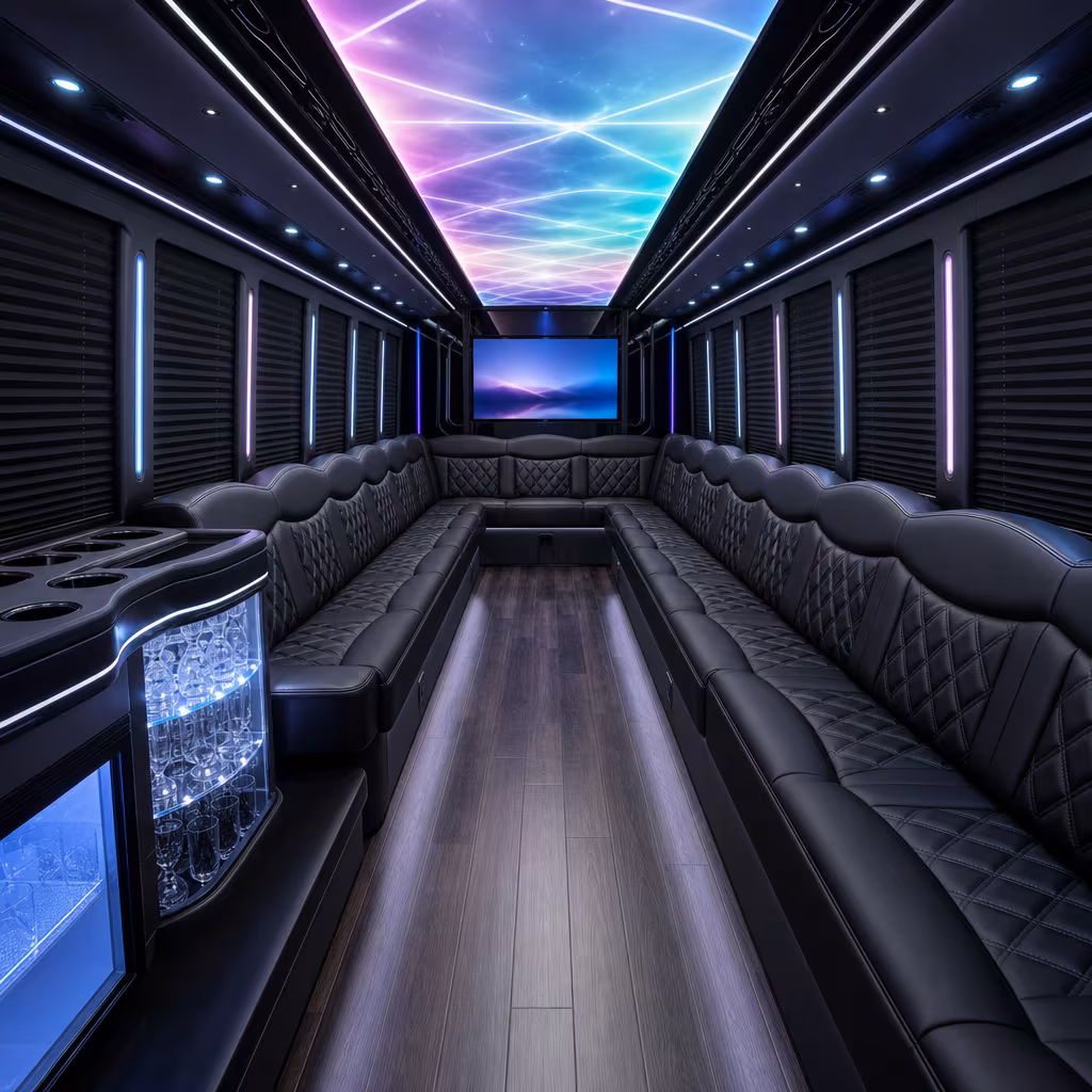 18 Passenger Party Bus Interior
