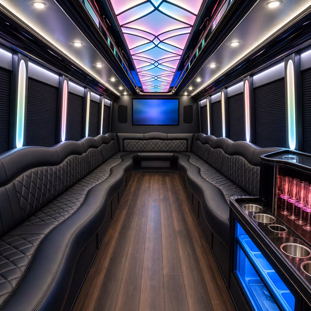 20 Passenger Party Bus Interior