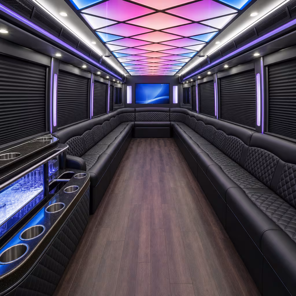 20 Passenger Party Bus Interior