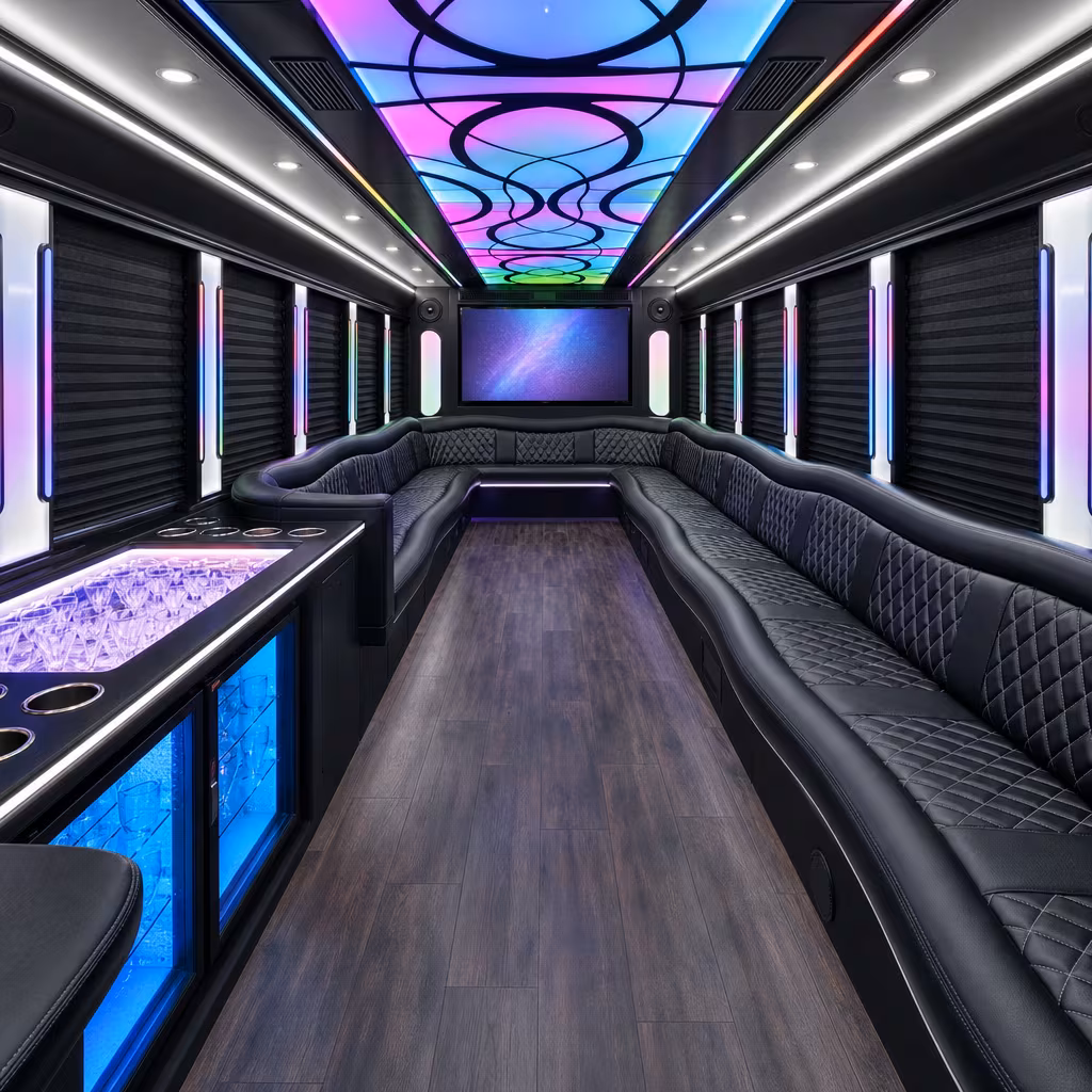 28 Passenger Party Bus Interior