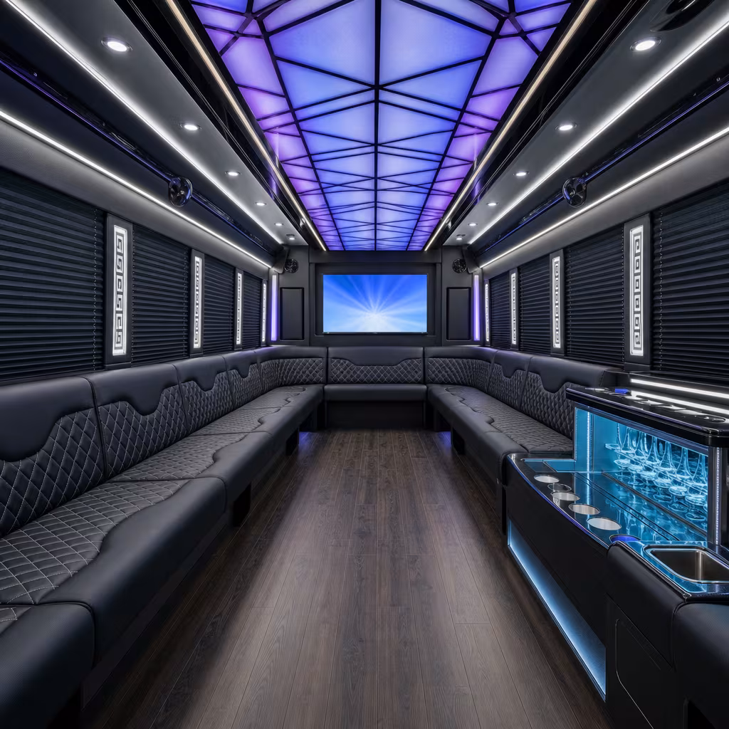 28 Passenger Party Bus Interior