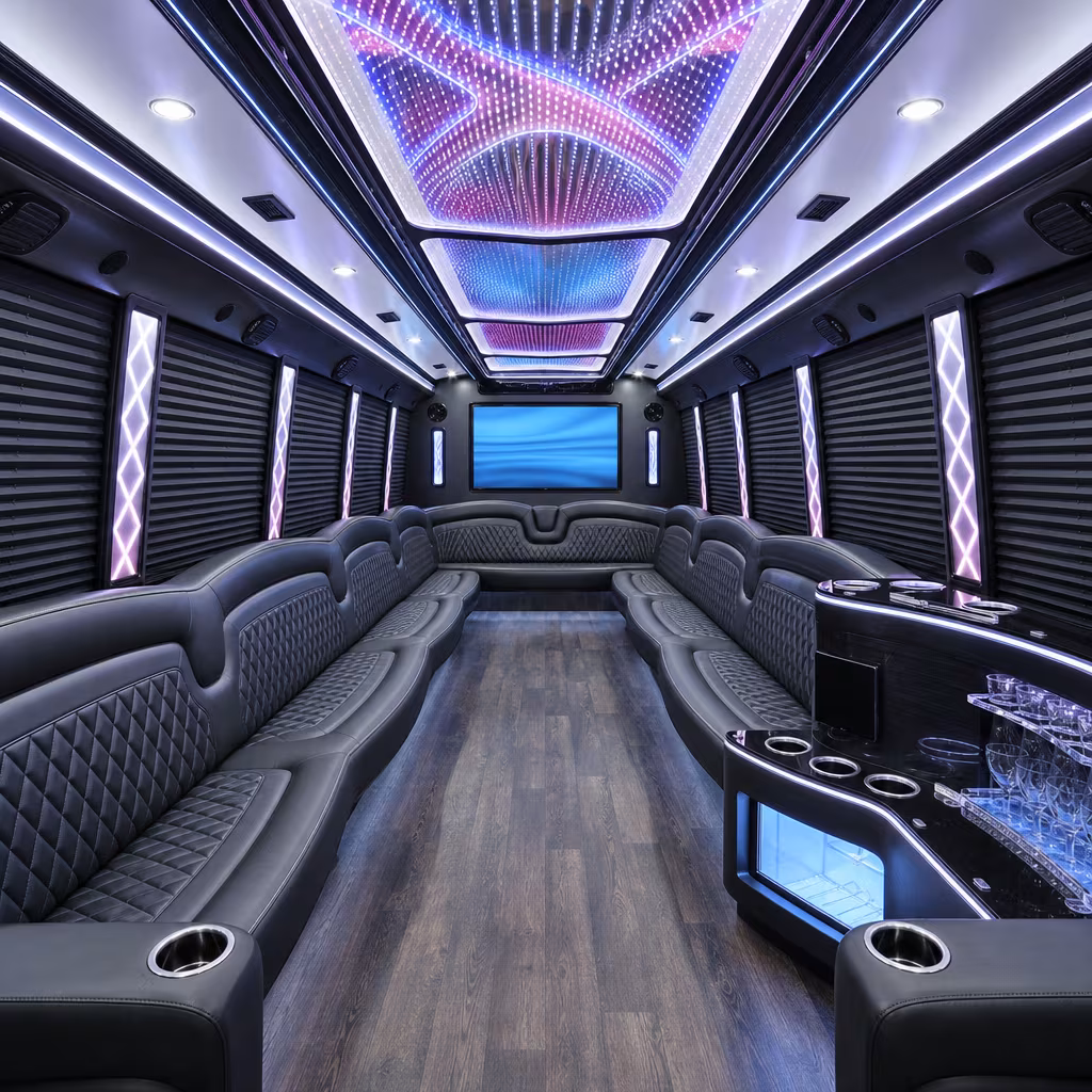 40 Passenger Party Bus Interior