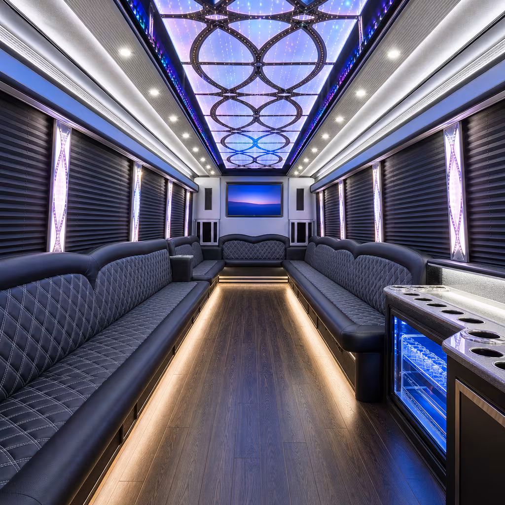 50 Passenger Party Bus Interior