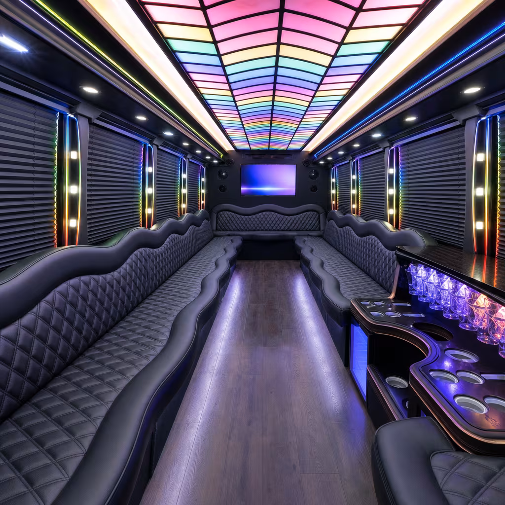50 Passenger Party Bus Interior