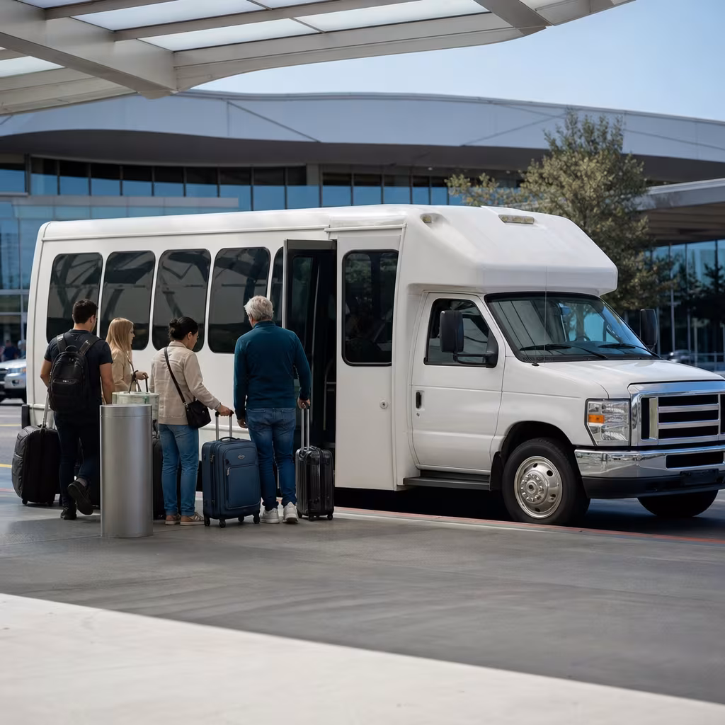 Black Mercedes Sprinter van staged for an San Jose Airport Transportation group