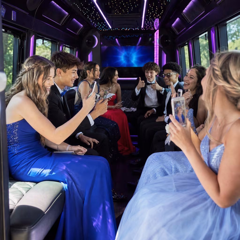 Black Mercedes Sprinter van staged for an San Jose Prom & Homecoming Transportation group