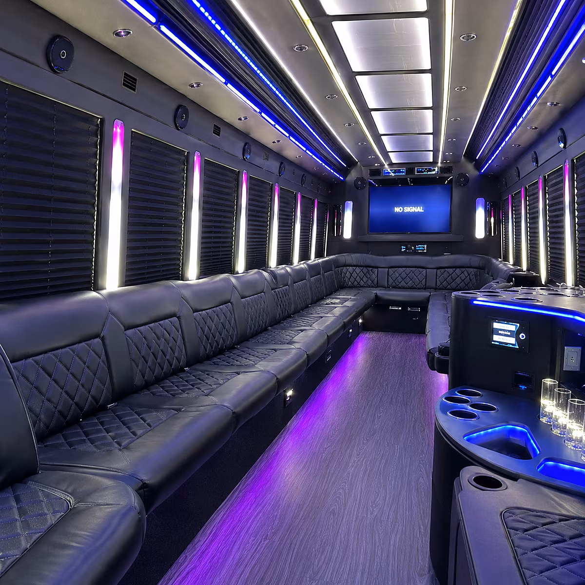 San Jose Birthday, Sweet 16, & Quinceañera Transportation party bus interior