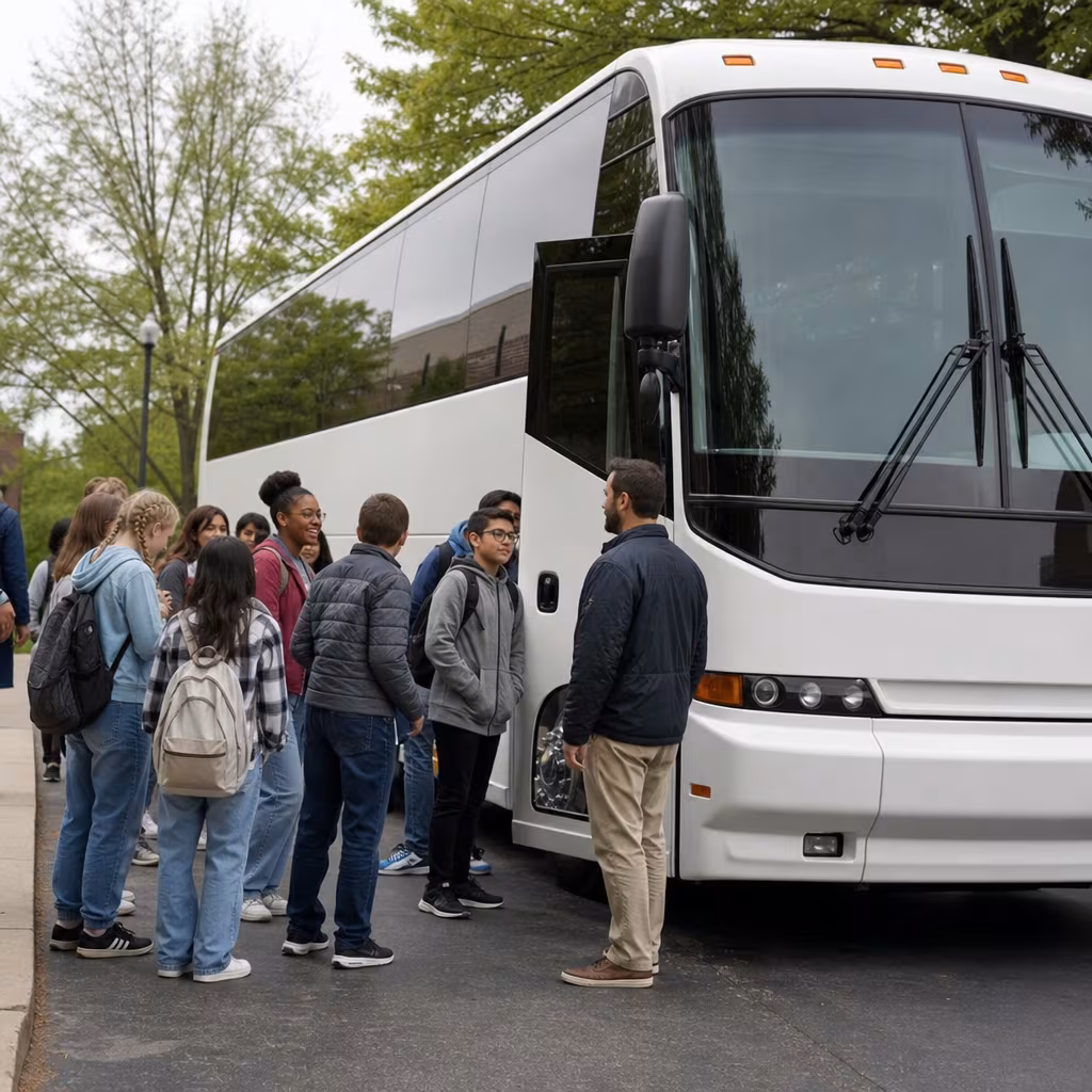 Black Mercedes Sprinter van staged for an San Jose School Transportation group